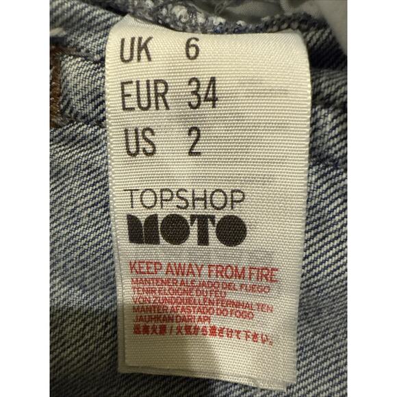 Topshop Moto-Wmns Rosa Shorts-Denim Med Wash-Cuffed Raw Hem Distressed-US 2/UK 6 - Picture 13 of 16